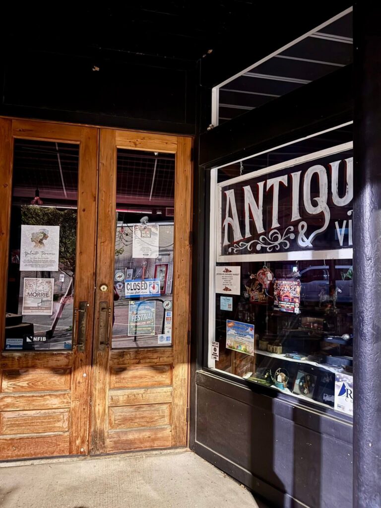 Antique shop doorway in downtown Monticello